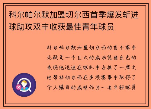 科尔帕尔默加盟切尔西首季爆发斩进球助攻双丰收获最佳青年球员
